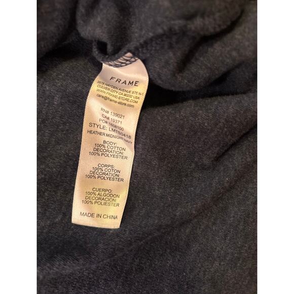 FRAME Heather Midnight Navy Long Sleeve Tee – Size Large - Picture 3 of 5